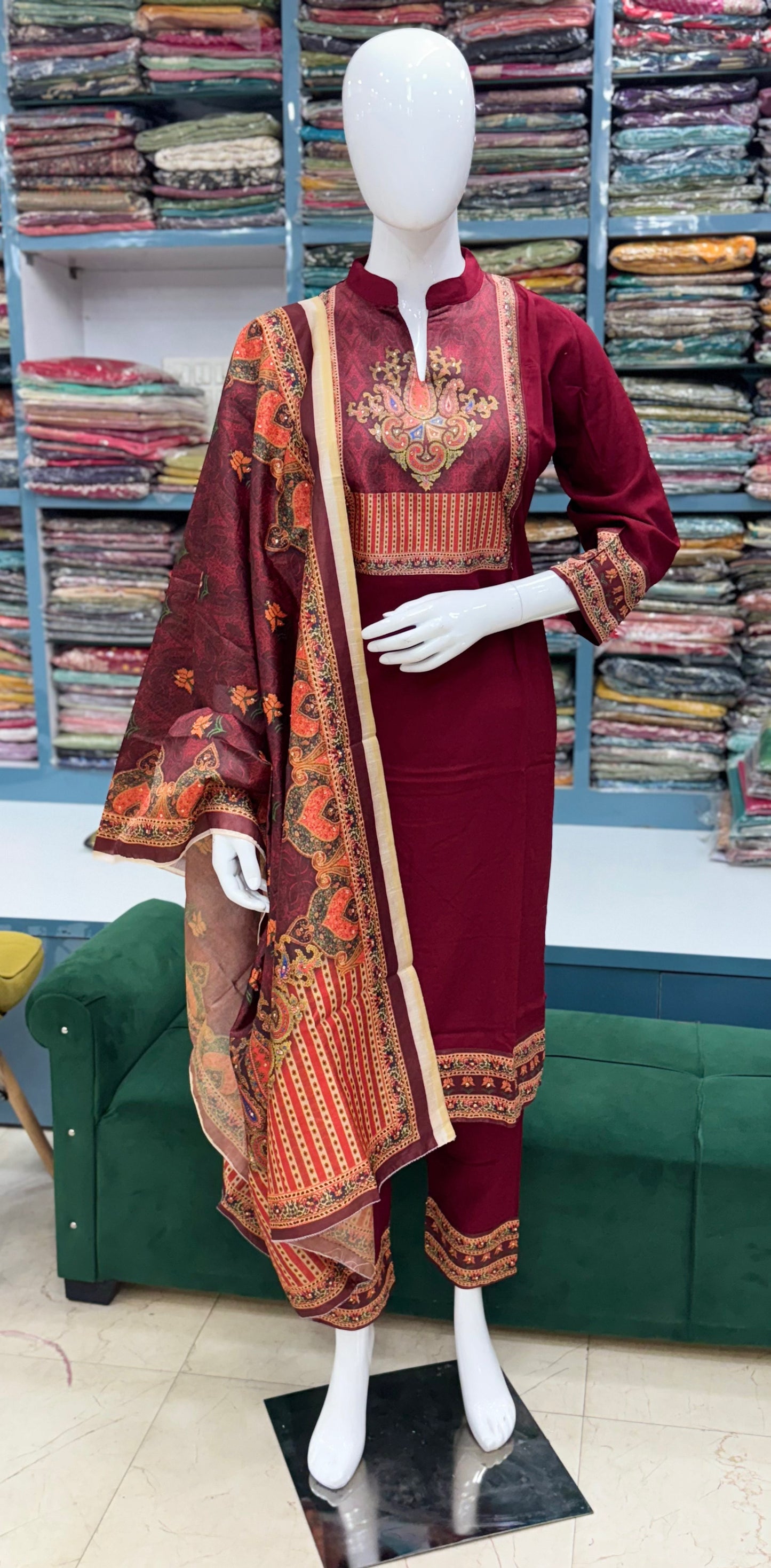 Floral Digital Print Rayon Kurti Set
