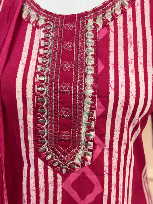 Cotton Printed Straight Suit