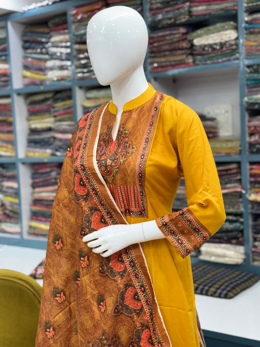 Floral Digital Print Rayon Kurti Set